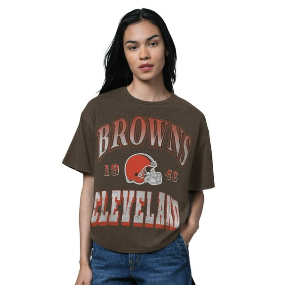 Women's Starter Heather Brown Cleveland Browns Oversized Hall of Fame T-Shirt