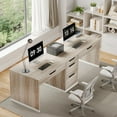 thumbnail image 7 of DreamCurship 78 inch Two Person Desk with 5 Drawers, Computer Desk with Storage for 2 People, Home Office Workstation Desk, Modern Writing Table, White and Walnut, 7 of 7