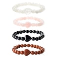 thumbnail image 1 of Pulsera de cuentas elástica de cristal unisex, pulsera de cuentas de piedra en forma de corazón para hombres y mujeres, 1 of 5