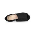 thumbnail image 4 of BLISSFUL STEP Denim Open Toe Chunky Heels Wide Heel Slide Mules Black 8.5, 4 of 6