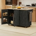thumbnail image 5 of Harper & Bright Designs Unique Kitchen Island with Drop Leaf, Farmhouse Kitchen Island on Wheels with Internal Storage Rack, Rolling Kitchen Cart with Towel Rack for Kitchen, Black, 5 of 17