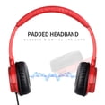 thumbnail image 6 of On Ear Headphones with Mic, Vogek Portable Fold-Flat Stereo Bass Headphones with 1.5M Tangle Free Cord and Microphone-Red, 6 of 9