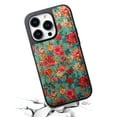thumbnail image 2 of for iPhone 16 Plus Back Case, PU Leather Vintage Flower Pattern for Girls Lightweight Drop Protective Ultra Slim Support Magnetic Car Mount Magsafe Case Cover for iPhone 16 Plus, Blue, 2 of 5