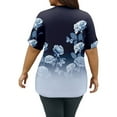 thumbnail image 3 of Abcomgle Womens Plus Size Tops Loose Fit Summer Cute Tunics Short Sleeve V Neck Button Down Vintage Floral Print Blouses 4x-5x Casual Tunic Tops,Royal Blue 2XL, 3 of 4