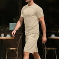thumbnail image 3 of Gfyviroh 2 Piece Mens Pajamas Sets Plus Size Short Lounge Sets Short Sleeve Pullover Crew Neck T-shirts and Drawstring Shorts Pjs, 3 of 9