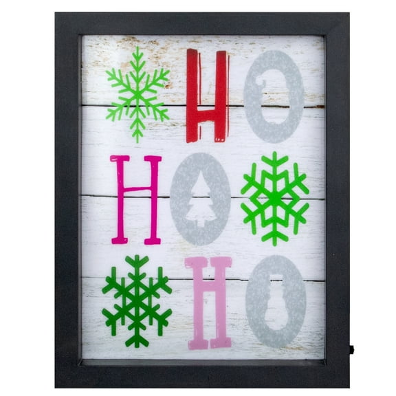 Northlight LED Lighted "HO, HO, HO" with Snowflakes Framed Christmas Wall Art - 9"