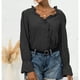 thumbnail image 3 of Blusa de manga larga con ribete de volantes, cuello en V, costura de encaje, camisa de manga larga para mujer, cuello en V, manga larga, características principales de primera clase, 3 of 6