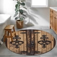 thumbnail image 3 of Round Rugs 4Ft, Barn Door Round Area Rug Washable Indoor Throw Carpet, Farmhouse Wooden Grain Rustic Tribal Pattern Soft Non Slip Circle Rug for Kitchen Nursery Room Home Decor Aesthetic, 3 of 8