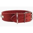 thumbnail image 2 of 2" Wide Thick Latigo Leather Spiked Studded Dog Collar Red Sized to Fit 18"-22" Neck. Retriever, Doberman, Rottweiler, Pitbull, 2 of 2