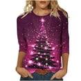 thumbnail image 3 of JURANMO Prime By Hour Womens Loose Plus Size 3/4 Sleeve Shirts Fashion Christmas Trees Graphic Tees Tops Casual Crewneck Pullover Blouse Xmas Gifts Multicolor L, 3 of 6