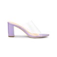 thumbnail image 3 of BLISSFUL STEP Women's Clear Point Toe High Block Heel Mules Slides Sandals Purple 9.5, 3 of 7