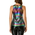 thumbnail image 4 of MODA NOVA Juniors Metallic Crew Neck Sleeveless Cam Tank Top Multicolor S, 4 of 7