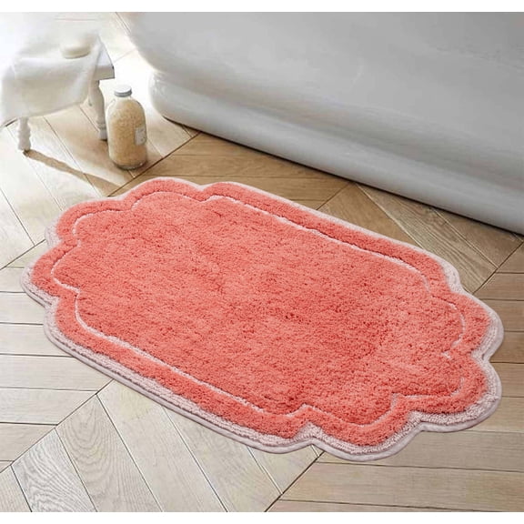Home Weavers Allure Collection Bathroom Rug 100% Cotton Tufted Bathroom Rug, Soft & Absorbent Bath Rugs, Non-Slip Bath Rug, Machine Wash Dry Bath Mats - 24"x40" Bath Rug, Coral