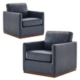 thumbnail image 6 of CHITA Swivel Accent Chairs Set of 2 for Living Room, Comfortable Arm Chairs for Bedroom, Faux Leather in Navy Blue, 6 of 16