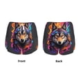 thumbnail image 3 of KLL Colorful Wolf Head Pattern Shorts Women,Athletic Shorts High Waisted Running Shorts Pocket Sporty Short Gym Elastic Workout Shorts-Large, 3 of 7