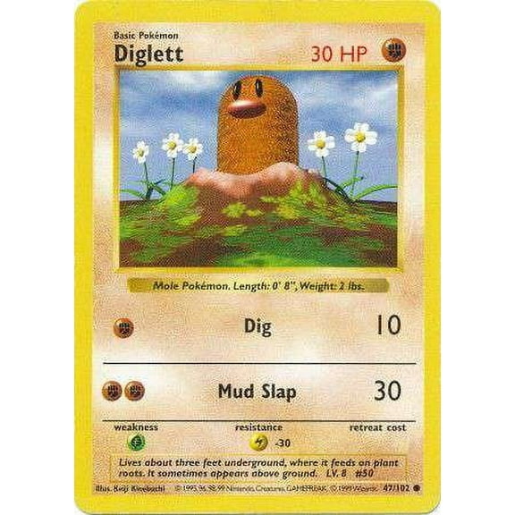 Pokemon Base Set Common Diglett #47 (Shadowless)