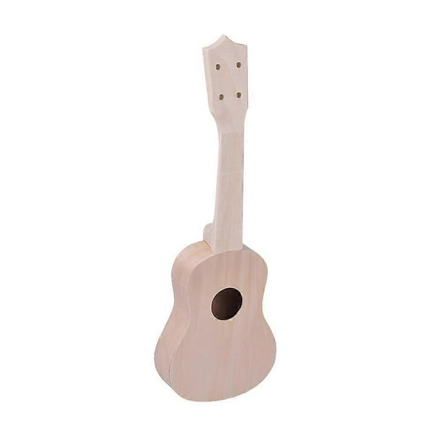 21 Inches Unfinished DIY Ukulele Ukelele Uke Kit Basswood Body & Neck Plastic Fingerboard & Bridge Nylon String for Ukulele Lovers
