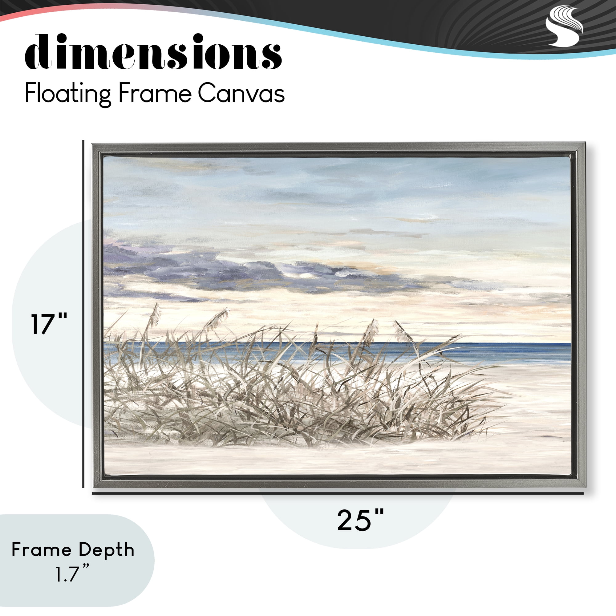 Stupell Industries Windy Beaches Landscape Gray Framed Floater Canvas Wall Art, design by Julie DeRice