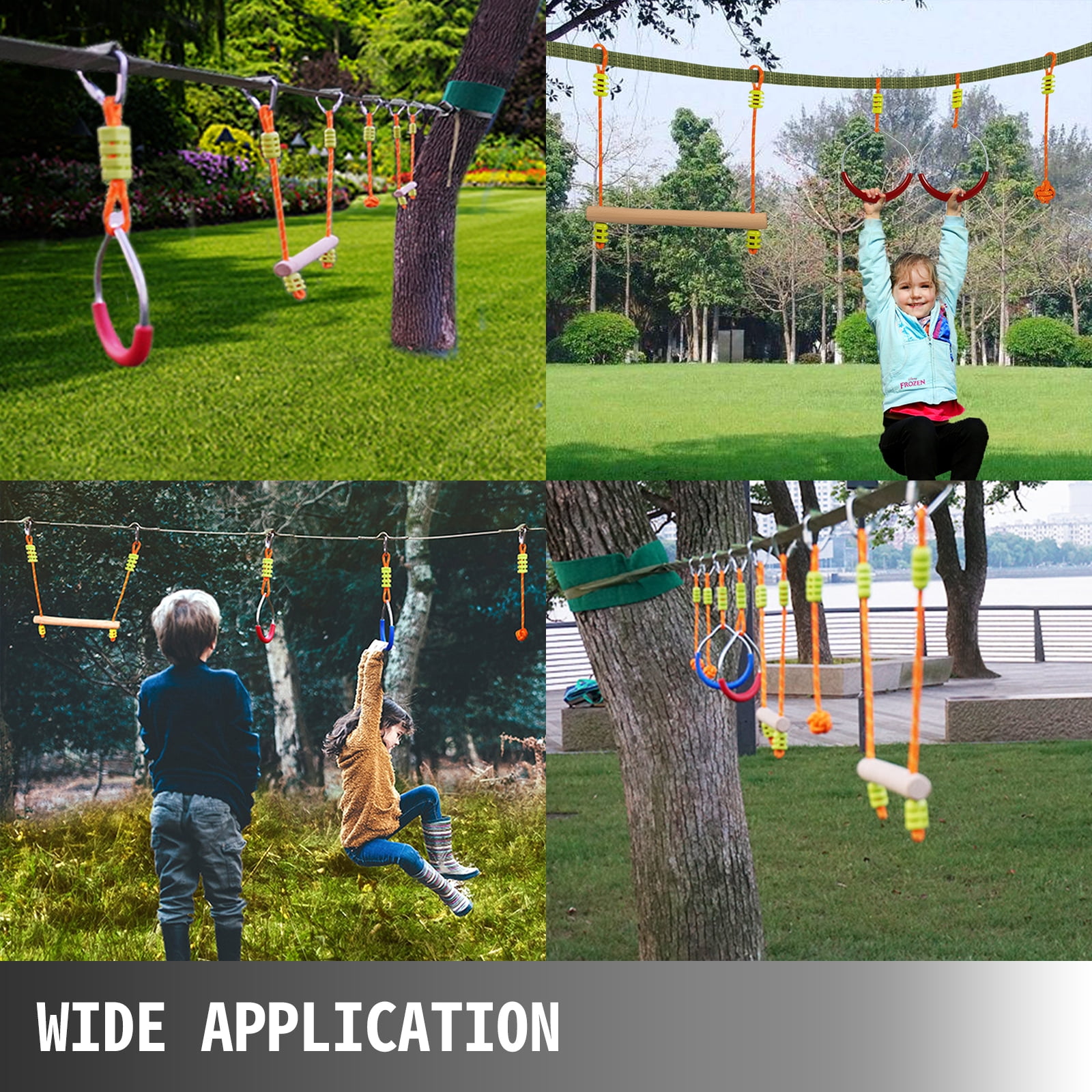 46 FT Slackline with 11 Obstacles Gymnastics Set Including Monkey Bar Zipline Swing Climbing Ladder for Backyard Boys Girls Age 6+ Happy Pie Ninja Warrior Obstacle Course Training Equipment for Kids 