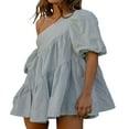 thumbnail image 2 of Summer Mini Dress with Short Puff Sleeves and Tiered Design, 2 of 6
