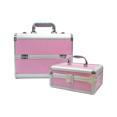 thumbnail image 1 of Cosmetiquera Neceser Profesional Importadora La Merced Rosa Brillos Organizador Portátil PVC Aluminio, 1 of 10