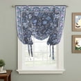 thumbnail image 2 of Navy Blue Floral Boho Tie Up Curtains 45 Inches Long, Kitchen Window Curtains Over Sink, Ethnic Tribe Abstract Art Flower Small Window Curtains Shade Balloon Curtains Valances for Bedroom 34"x45", 2 of 8
