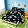thumbnail image 2 of Manfei Sports Baseball Queen Sheets, 67 Queen Sheet Sets, Black Donut Teal 4-Piece(1 Flat Sheet, 1 Fitted Sheet and 2 Pillowcases), 2 of 6