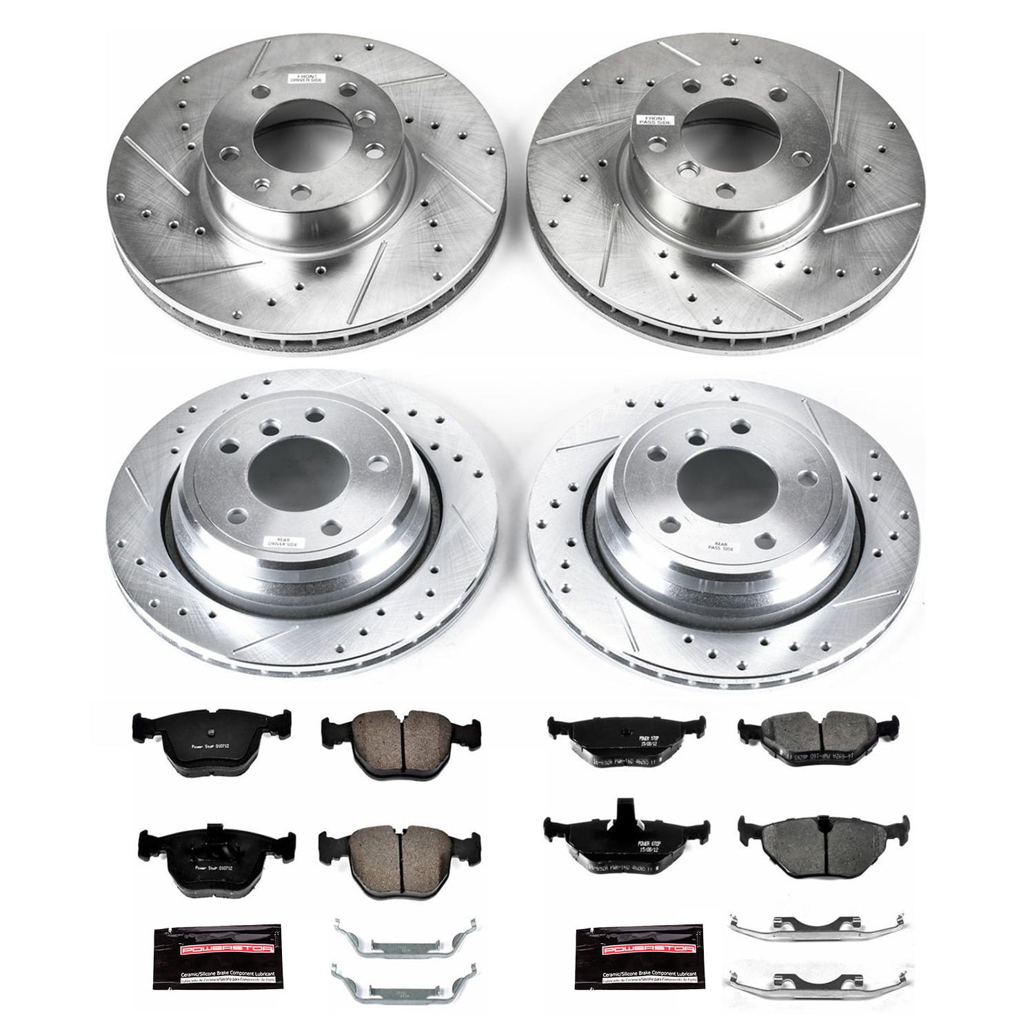 PowerStop Front and Rear Z23 Evolution Sport Carbon-Fiber Ceramic Brake Pad and Drilled & Slotted Rotor Kit Fits: BMW Select Models K509