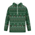 thumbnail image 4 of Men's Pullover Hoodie with Drawstring Hood and Snowflake Geometric Pattern All Over Print Casual Loose Fit Sweatshirt Dark Green L, 4 of 4