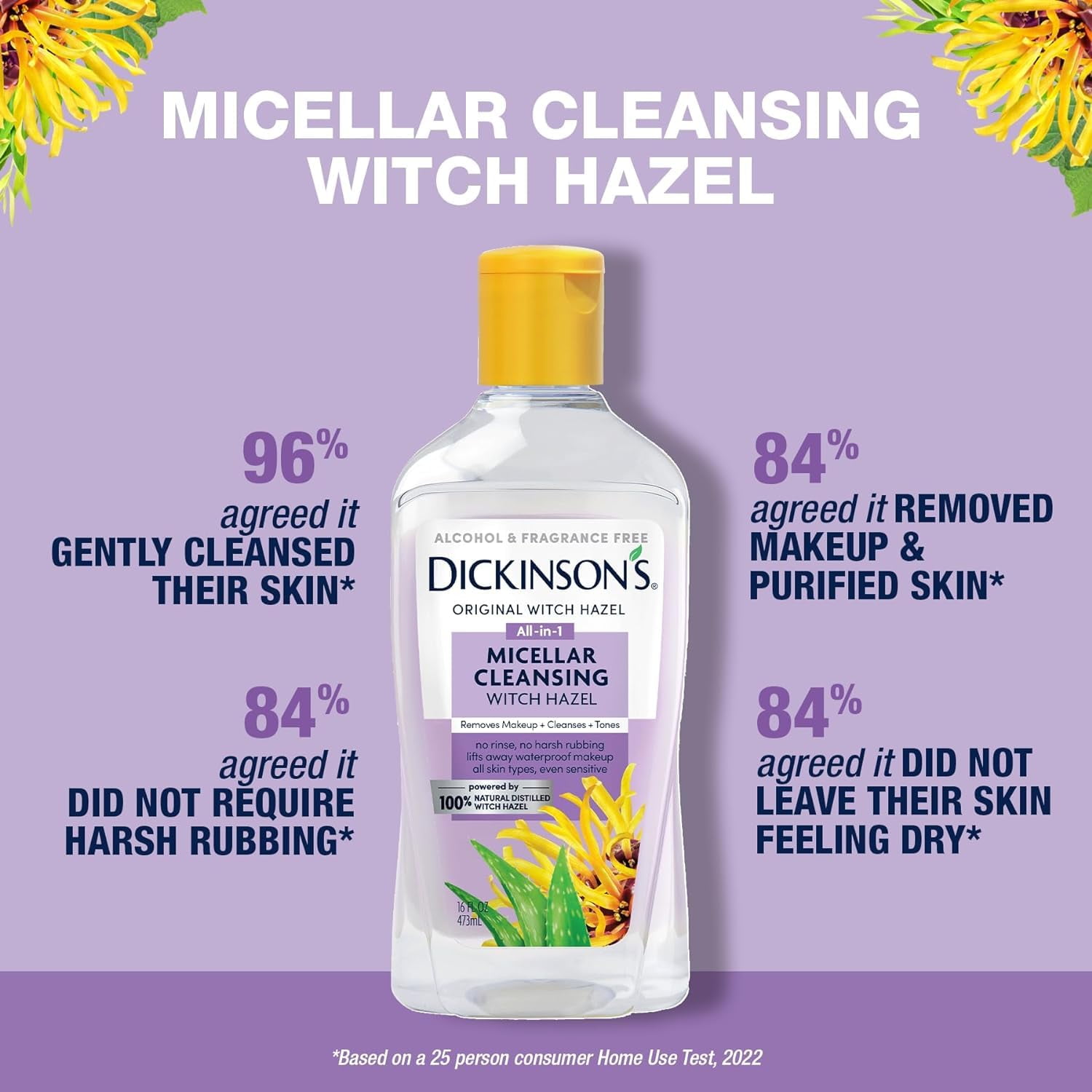 (3 pack) Dickinson's Micellar Cleansing Witch Hazel, 16 fl oz