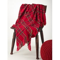 Classic Red Plaid Design Throw Blanket, 50"x60"