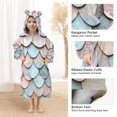 thumbnail image 3 of FORMRS Wearable Blanket Hoodie with Sleeves for Kids Cozy Flannel Sweatshirt, Blue Shimmering Pattern, 3 of 7