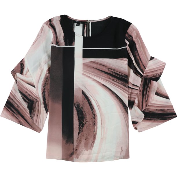 Alfani Blusa con mangas con volantes para mujer, rosa, extragrande