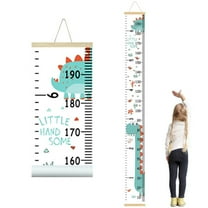 Growth Chart for Kids, Canvas Height Chart Ruler Removable Wood Hanging Wall Ruler Measurement Chart for Home Decoration (Dinosaur)