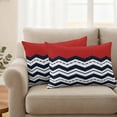 thumbnail image 2 of Black Chevron Outdoor Waterproof Pillow Covers, Geometric Navy Blue White Sea Wavy Striped Decorative Rectangle Throw Pillowcase Sofa Cushion Sham for Patio/Couch/Chair, 20"x12" 2 Pack, 2 of 8