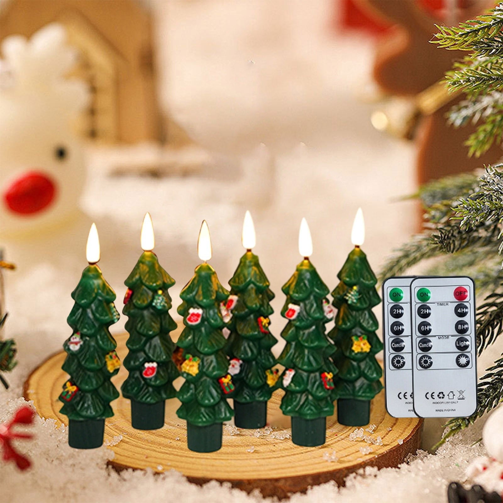 6 Pack Flameless Taper Candles - 5.1" Battery Operated LED Candlesticks with Timer - Real Wax Christmas Tree Candles with Remote & Flickering Flame for Holiday Decor