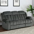 thumbnail image 2 of The Hamptons Collection 87” Grey Overstuffed Microsuede Fabric Reclining Sofa, 2 of 5