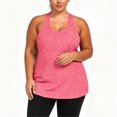 thumbnail image 4 of Women's Plus Size Racerback Tank Tops U Neck Cutout Back Sleeveless Workout T Shirts Loose Fit Running Athletic Yoga Shirts Pink, 4 of 9