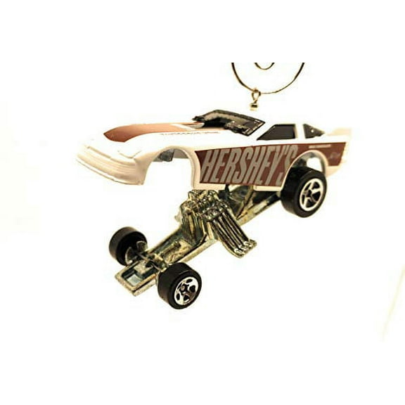 Hersheys Funny Car Dragster Christmas Ornament 1:64 White