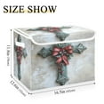 thumbnail image 3 of Storage Box With Lid 16.5x12.6x11.8In Foldable Stacked Household Storage Box Christmas Green Cross, 3 of 7