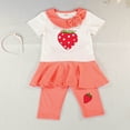 thumbnail image 2 of Toddler Girls Clothes Summer Short Set Short Sleeve Ruffle Strawbarry Prints Tops and Shorts 2Pcs Baby Girls Outfit, 2 of 4