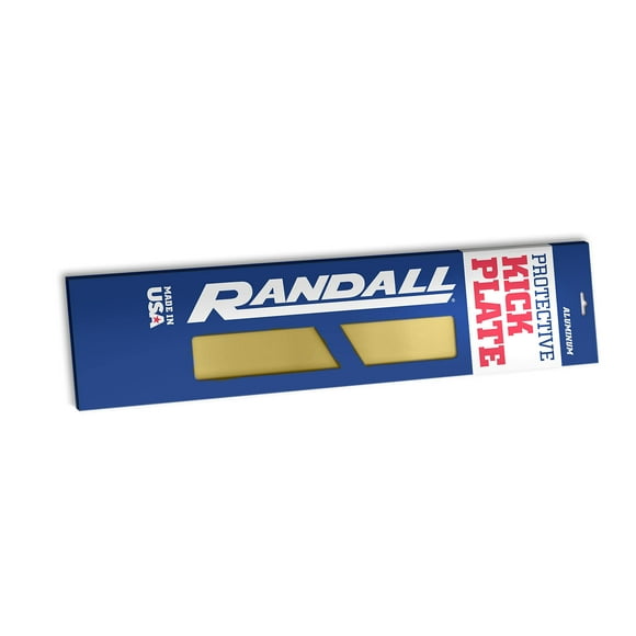 Randall Manufacturing Co., Inc / Plaque de Coup de Pied Plaquée Laiton / 8” x 34” / Aluminium Lourd / Finition Or Brillant / Trous de Montage & Vis Inclus pour Installation / Protège des Marques & Rayures