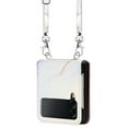 thumbnail image 2 of for Samsung Galaxy Z Flip 4 PU Leather Wallet case, Marble Pattern Credit Card Holder,Flip Folio Book Kickstand Cover Women Men with Long Strap for Samsung Galaxy Z Flip 4 5G,White+Purple, 2 of 5