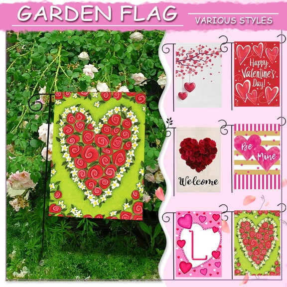 YujiCraft Valentine's Day Garden Flag 12 x 18 inches Double Sided, Love Theme Outdoor Yard Decor, Vertical Flag for Festival, Home,A