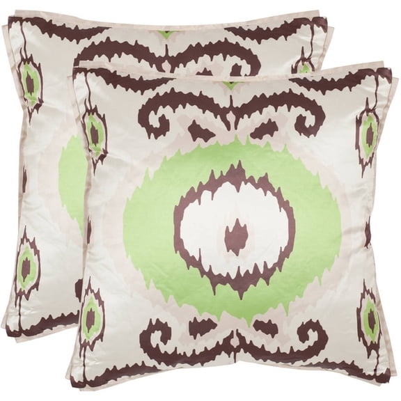 SAFAVIEH Giselle Ikat Pillow, 18" x 18", Lime/Green, Set of 2