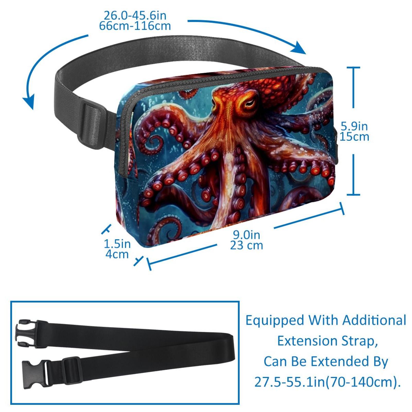 Octopus Sling Bag with Extension Strap - Lightweight Adjustable Unisex Fanny Pack for Waist Packs