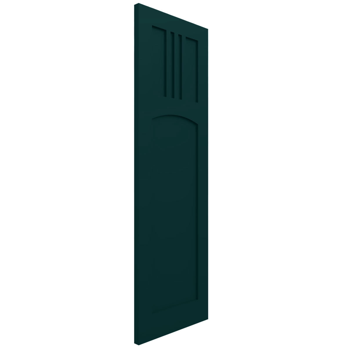 15"W x 68"H True Fit PVC San Miguel Mission Style Fixed Mount Shutters, Thermal Green (Per Pair - Hardware Not Included)