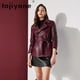 thumbnail image 2 of Chaqueta de piel de oveja de Tayyane de primera calidad para mujer, abrigo real con estampado de lichi, chaquetas naturales de moda, ropa para mujer, 2 of 5
