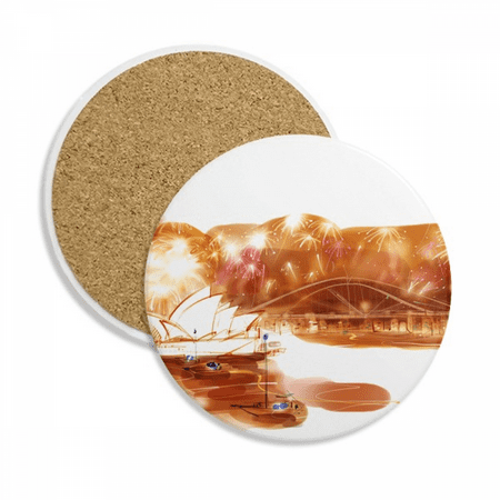 

Australia Sydney Opera House and Bridge Coaster Cup Mug Tabletop Protection Absorbent Stone