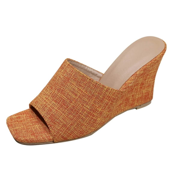 LIJCC Womens Platform Wedge Sandals Dressy Sandal Comfortable Walking Casual Peep Toe Slip on Summer High Wedge Heel Slides Sandals Thick Bottom Shoes